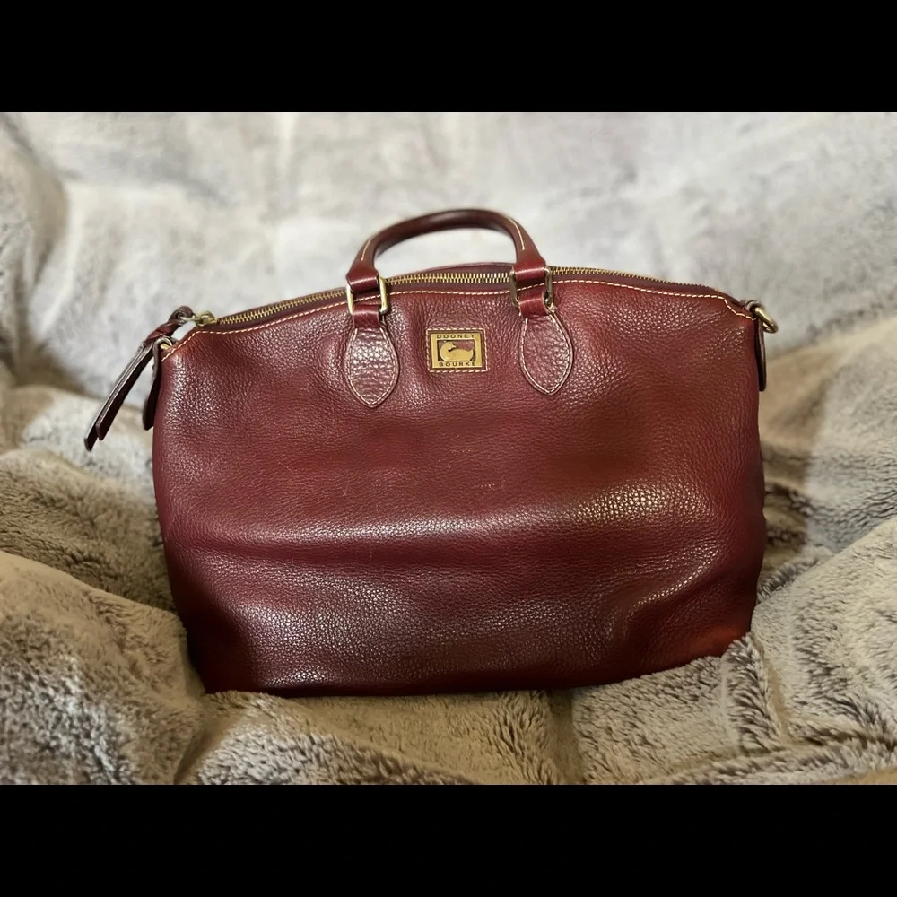 Rare Soft Leather Maroon Dooney Burke Leather Satchel with Duck Logo - Picture 6 of 8
